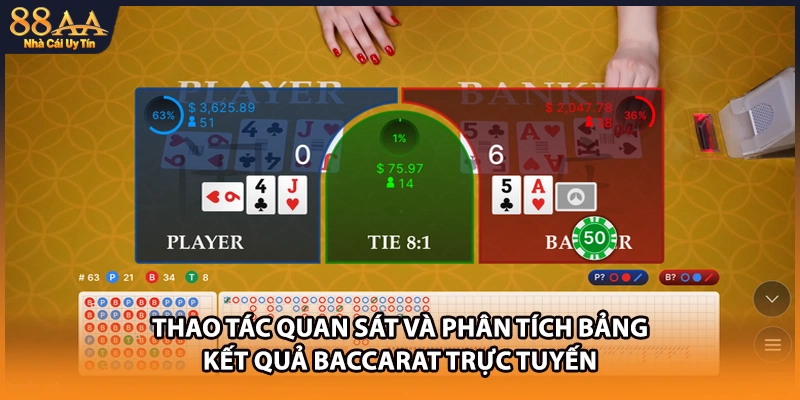 Thao tác quan sát và phân tích bảng kết quả Baccarat trực tuyến